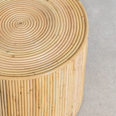 40cm Round Rattan Coffee Table | Boho Living Room Accent Furniture – Oakvello