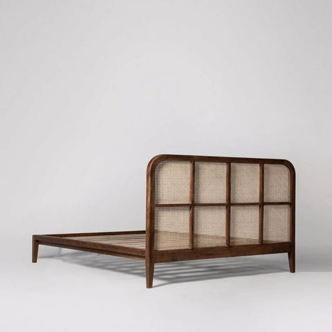 Cane Rattan Bed | Solid Wood Boho Bedroom Furniture – Oakvello