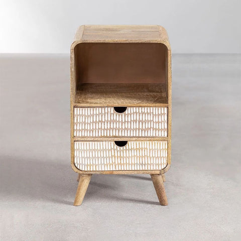 2-Drawer Solid Mango Wood Bedside Table | Bedroom Nightstand – Oakvello