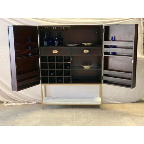Blue Bone Inlay Bar Cabinet | Handcrafted Artisan Home Bar Storage – Oakvello