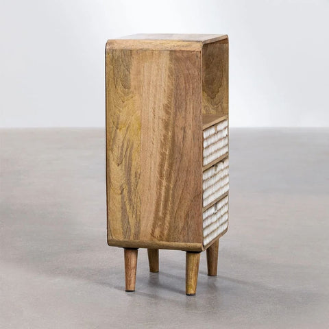 3-Drawer Solid Mango Wood Bedside Table | Bedroom Nightstand – Oakvello