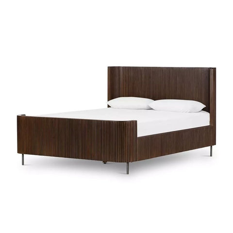 Ajmeri Fletcher Solid Wood Bed | Premium Handcrafted Bedroom Furniture – Oakvello