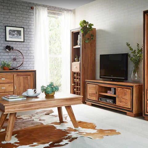 Jaipuri Solid Sheesham Wood Wine Bookcase | Home Bar & Display Storage – Oakvello