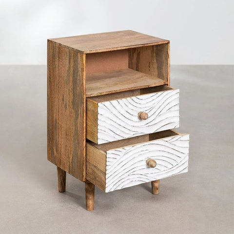 Solid Mango Wood Bedside Table | Warm Finish Bedroom Nightstand – Oakvello