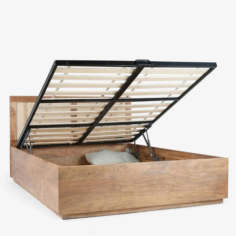 Jodhpur Premium Rattan & Solid Wood Single Bed | Handcrafted Bedroom Furniture – Oakvello