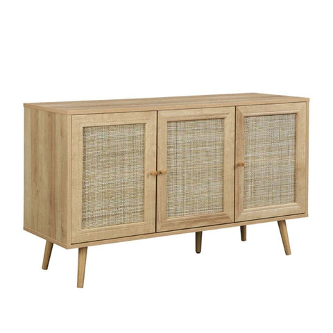 Jaipur Natural Rattan 3-Door Sideboard | Boho Solid Wood Storage – Oakvello
