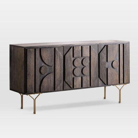 Solid Wood & Metal Sideboard | Industrial Living Room Storage – Oakvello