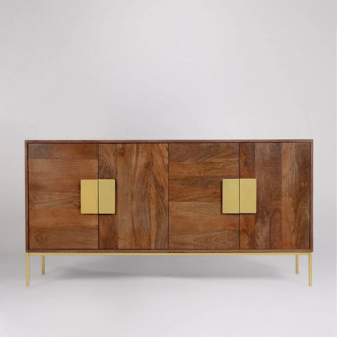 Jodhpuri Grey Solid Wood Sideboard | Living Room Storage Cabinet – Oakvello