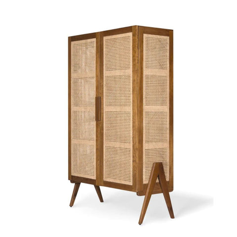 Rattan & Solid Wood Storage Cabinet | Boho Living Room Furniture – Oakvello