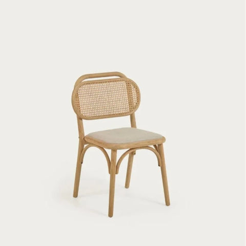 Jodhpur Cane Chair | Natural Finish with Upholstered Seat – Oakvello