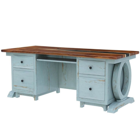 Jodhpur Two-Tone Solid Wood Office Table | Home Office Writing Desk – Oakvello