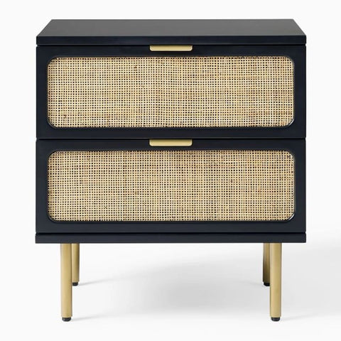 Ida Woven Rattan Nightstand | Boho Solid Wood Bedside Table – Oakvello