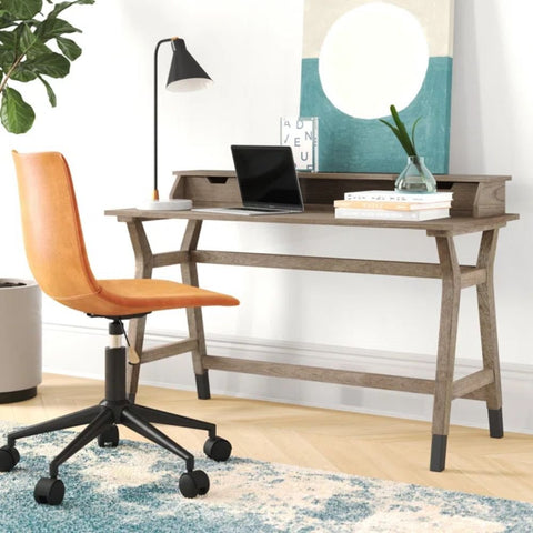 Brown Solid Wood Desk | Home Office Writing Table – Oakvello