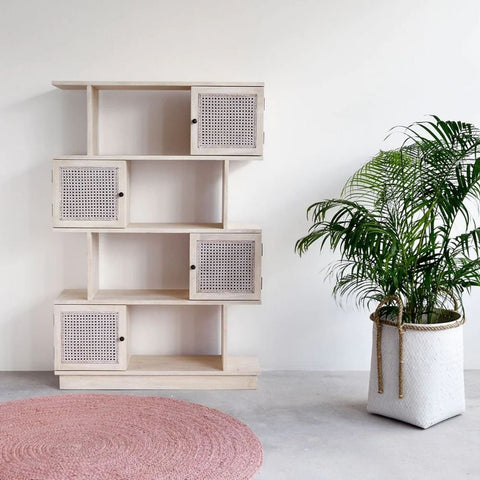 Modern Solid Wood Bookshelf with Storage | Living Room Display Cabinet – Oakvello