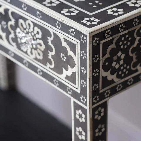 Ajmeri Black Bone Inlay Console Table | Statement Entryway Piece – Oakvello