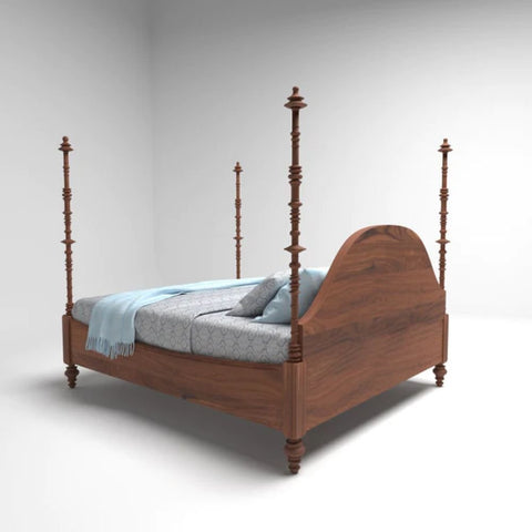 Solid Mango Wood Poster Bed | Handcrafted Statement Bedroom Furniture – Oakvello