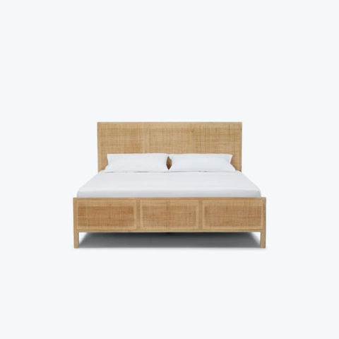 Rattan & Solid Wood Bed | Handcrafted Boho Bedroom Furniture – Oakvello