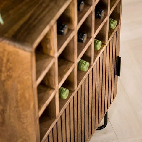 Solid Wood Wine Cabinet | Handcrafted Home Bar Storage Furniture – Oakvello