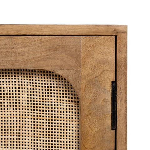 Solid Sheesham Wood & Rattan Sideboard | Boho Living Room Storage – Oakvello