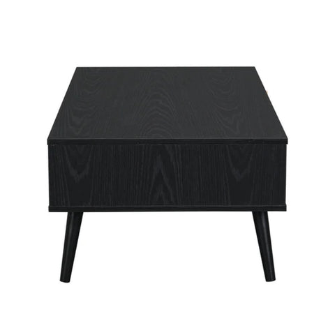 Jodhpuri Black Solid Wood & Rattan Coffee Table | Boho Living Room Furniture – Oakvello