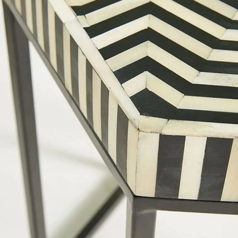 Black Bone Inlay Side Table | Handcrafted Artisan Living Room Accent – Oakvello