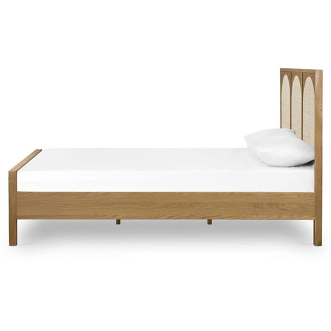 Jodhpuri King Size Rattan Cane Solid Wood Bed | Handcrafted Bedroom Furniture – Oakvello