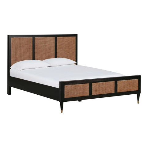 Rattan Cane Solid Wood Bed | Handcrafted Boho Bedroom Furniture – Oakvello