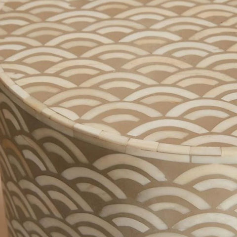 Brown Bone Inlay End Table | Handcrafted Artisan Living Room Accent – Oakvello