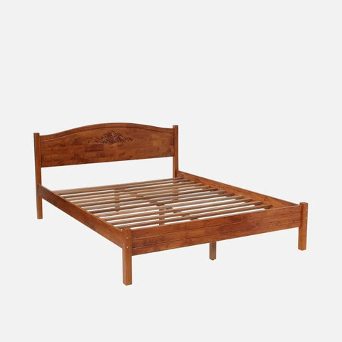 Honey Finish Solid Wood Double Bed Frame | Warm Tone Bedroom Furniture – Oakvello
