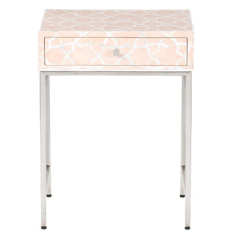 Pink Mother of Pearl Inlay Side Cabinet | Handcrafted Artisan Storage Furniture – Oakvello