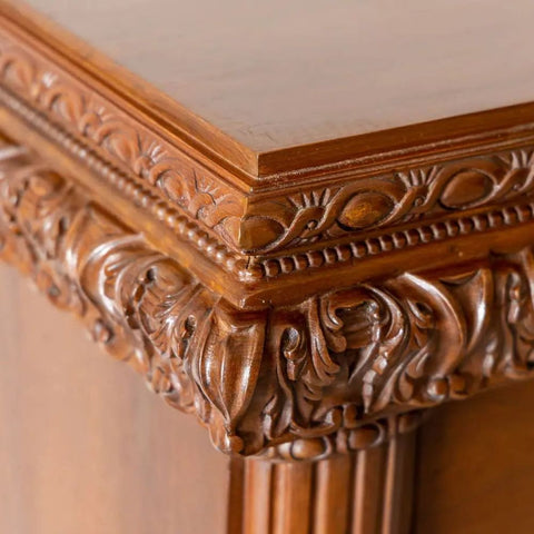 Traditional Carved Solid Teak Wood Sideboard | Luxurious Living Room Storage – Oakvello