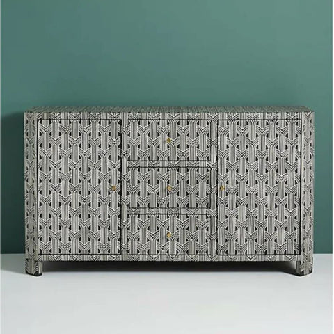 Jodhpuri Bone Inlay Sideboard | Artisan Handcrafted Living Room Storage – Oakvello