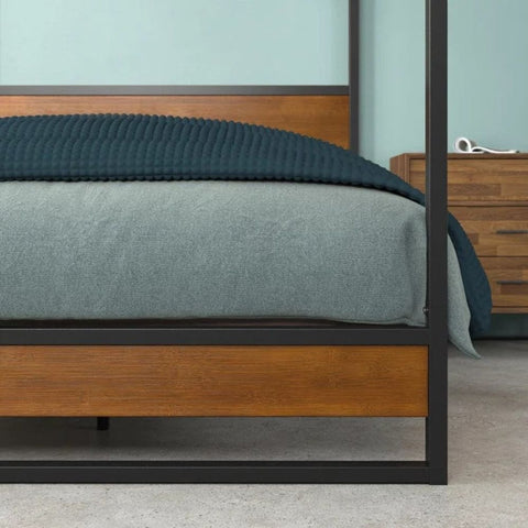 Solid Wood 4-Poster Bed Frame | Statement Bedroom Furniture – Oakvello