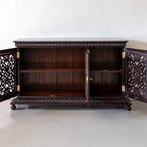 Traditional Carved Solid Rosewood Sideboard | Classic Living Room Storage – Oakvello