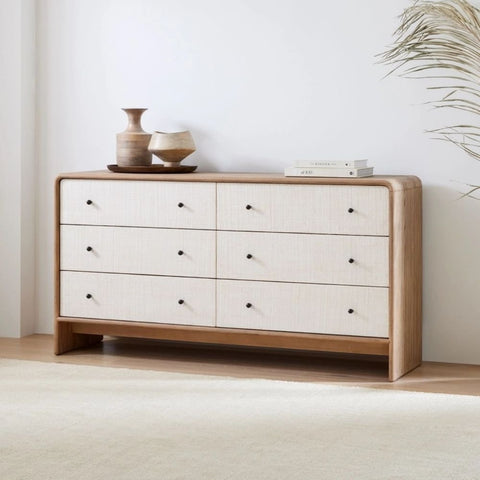 Modern 6-Drawer Solid Wood Dresser | Bedroom Storage Chest – Oakvello