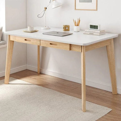 Solid Wood Study Table with Drawer Storage | Home Office Writing Desk – Oakvello