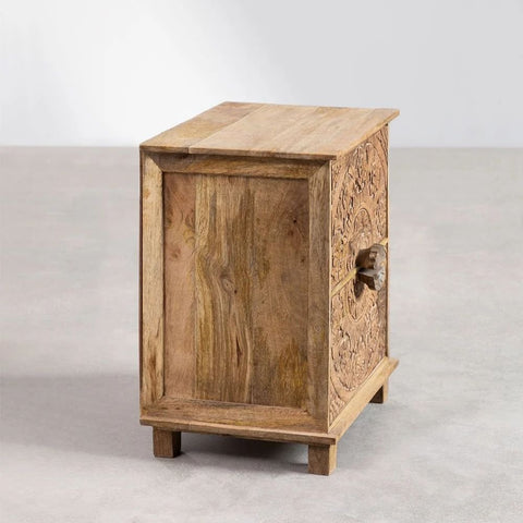 Wiluna Solid Mango Wood Bedside Table with Drawers | Bedroom Nightstand – Oakvello