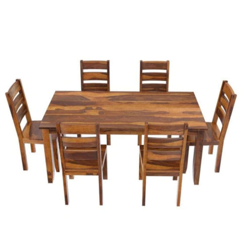 Jaipuri 6-Seater Solid Sheesham Wood Dining Set | Kitchen Furniture – Oakvello