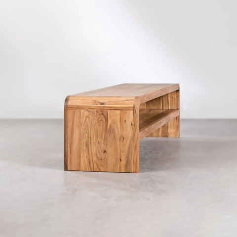 Acacia Wood TV Cabinet | Solid Wood Media Console & Storage – Oakvello
