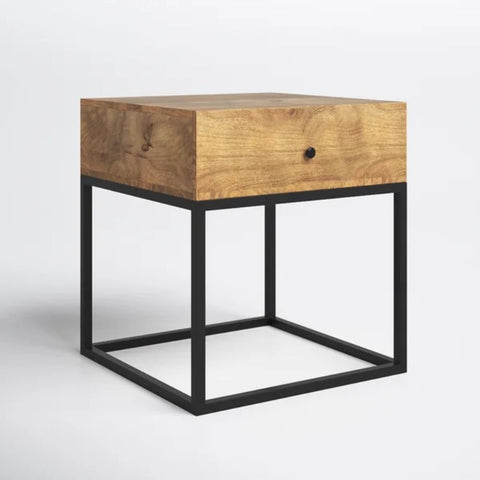 Solid Wood End Table with Storage | Living Room Side Table – Oakvello