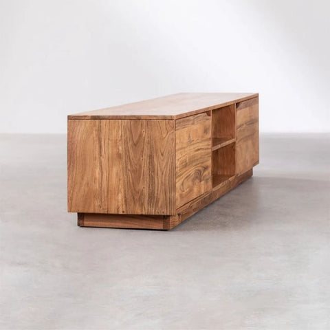Asmani Acacia Wood TV Cabinet with Shelf | Media Console – Oakvello