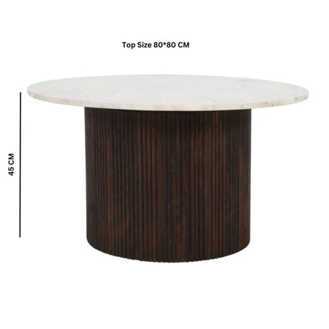 Solid Mango Wood Coffee Table with Marble Top | Living Room Furniture – Oakvello