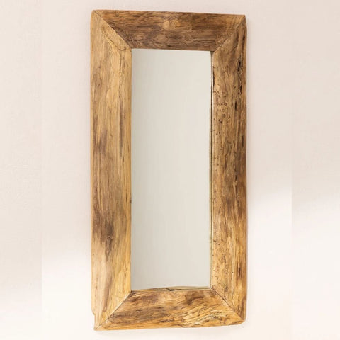Unax Solid Teak Wood Wall Mirror | Decorative Bedroom & Living Room Decor – Oakvello