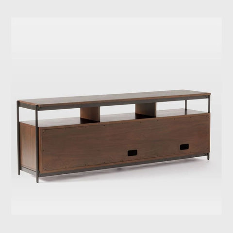 Dark Finish Solid Wood Media Console Table | TV Stand & Storage – Oakvello