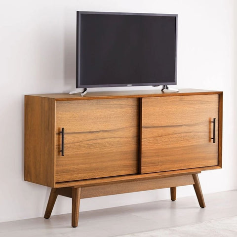 Mid-Century Narrow Solid Wood Media Console Table | TV Stand – Oakvello