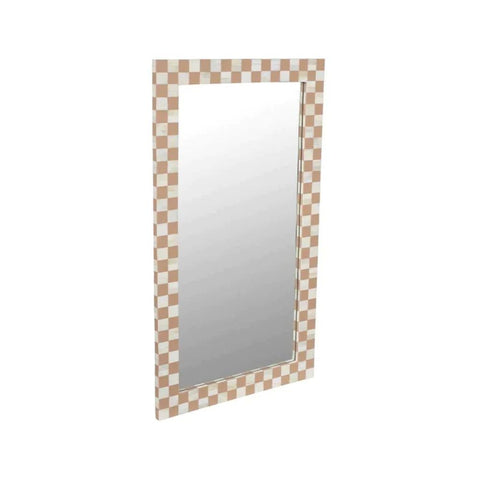 Jodhpuri Brown Bone Inlay Mirror | Handcrafted Decorative Wall Mirror – Oakvello