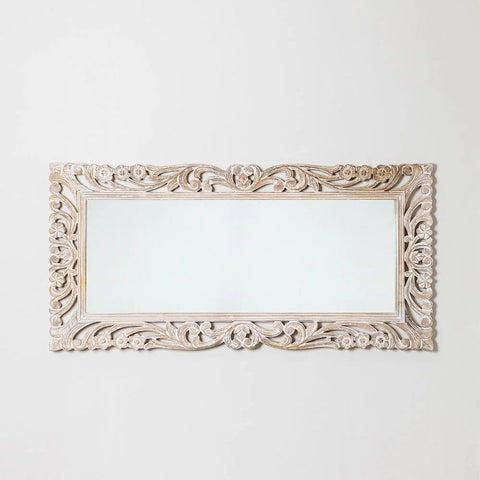 Zargor Rectangular Solid Mango Wood Wall Mirror | Bedroom & Living Room Decor – Oakvello