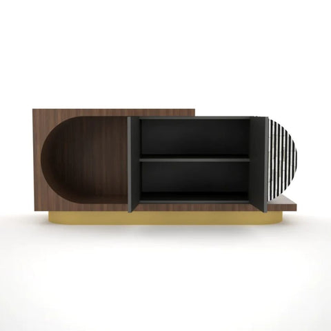Black & White Bone Inlay Sideboard | Handcrafted Artisan Living Room Storage – Oakvello