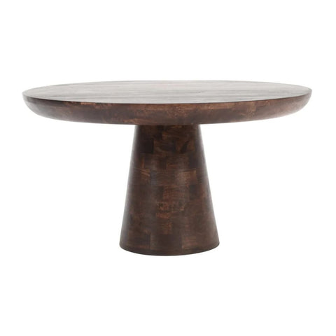 Natural Dark Solid Mango Wood Round Coffee Table | Living Room Furniture – Oakvello