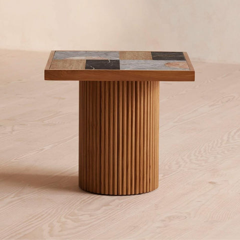 Cavern Solid Wood Side Table | Unique Living Room Accent Furniture – Oakvello